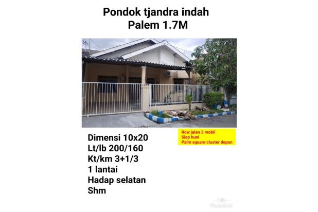 Rumah Pondok Tjandra Candra Indah palem 1.7M Surabaya Selatan