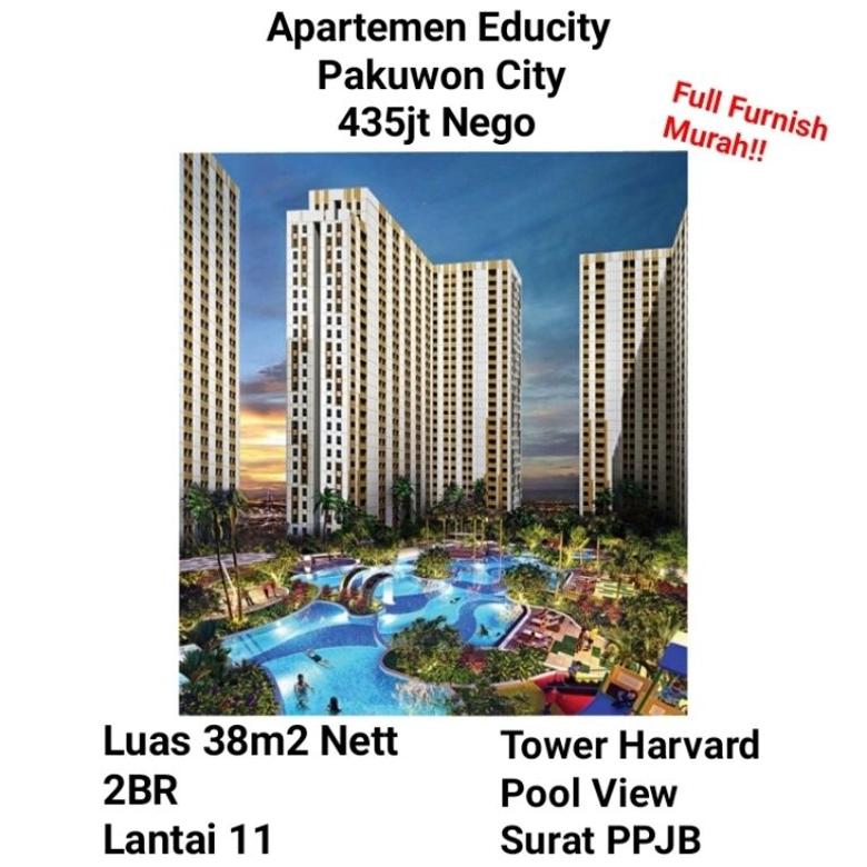 Jual Apartemen Educity Pakuwon City Pool View Full Furnish