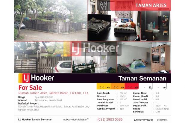 Rumah Taman Aries, Jakarta Barat, 13x18m, 1 Lt #EW88BL