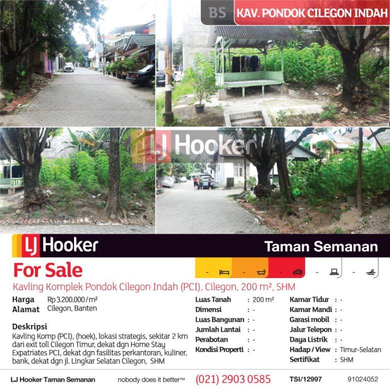 Kavling Komplek Pondok Cilegon Indah Pci Cilegon 200 M² S