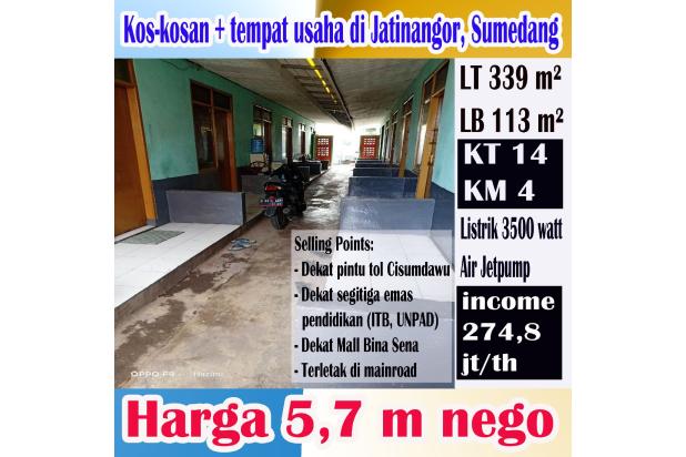 Kos-kosan + tempat usaha di Jatinangor, Sumedang dg potensi income 274,8 jt/th
